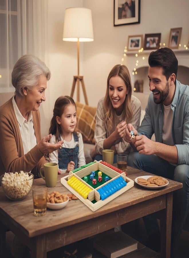 OANM Studio Wooden Shut The Box Game, Classic 2 to 6 Player Dice Board Game with 8 Dice, Traditional Tabletop Game for Adults and Families, for Game Night. - Image 2